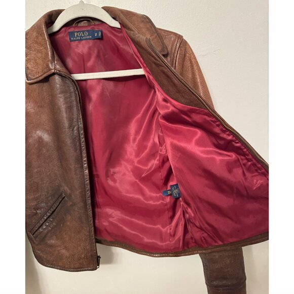 Polo Ralph Lauren brown cow leather jacket - Picture 7 of 8